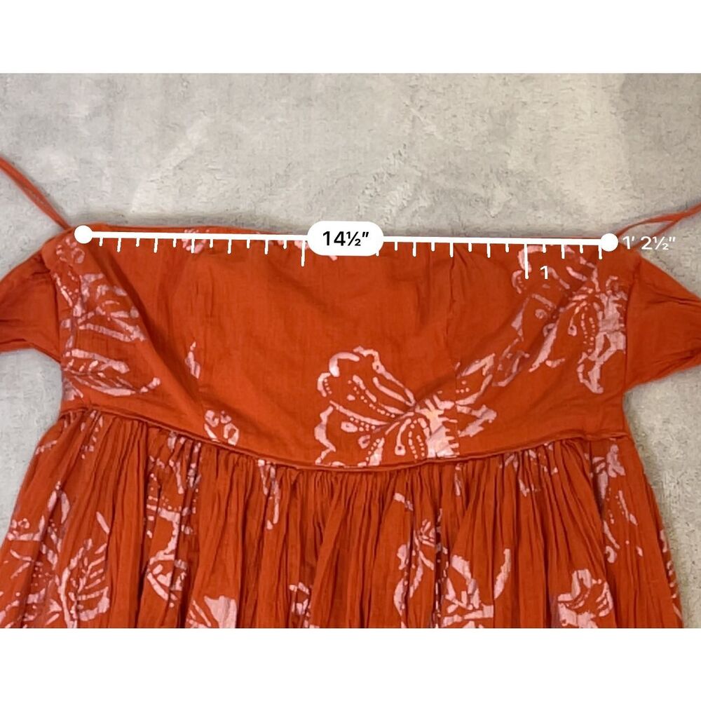 Free People Strapless Midi Dress XS Orange Florals - Picture 5 of 13